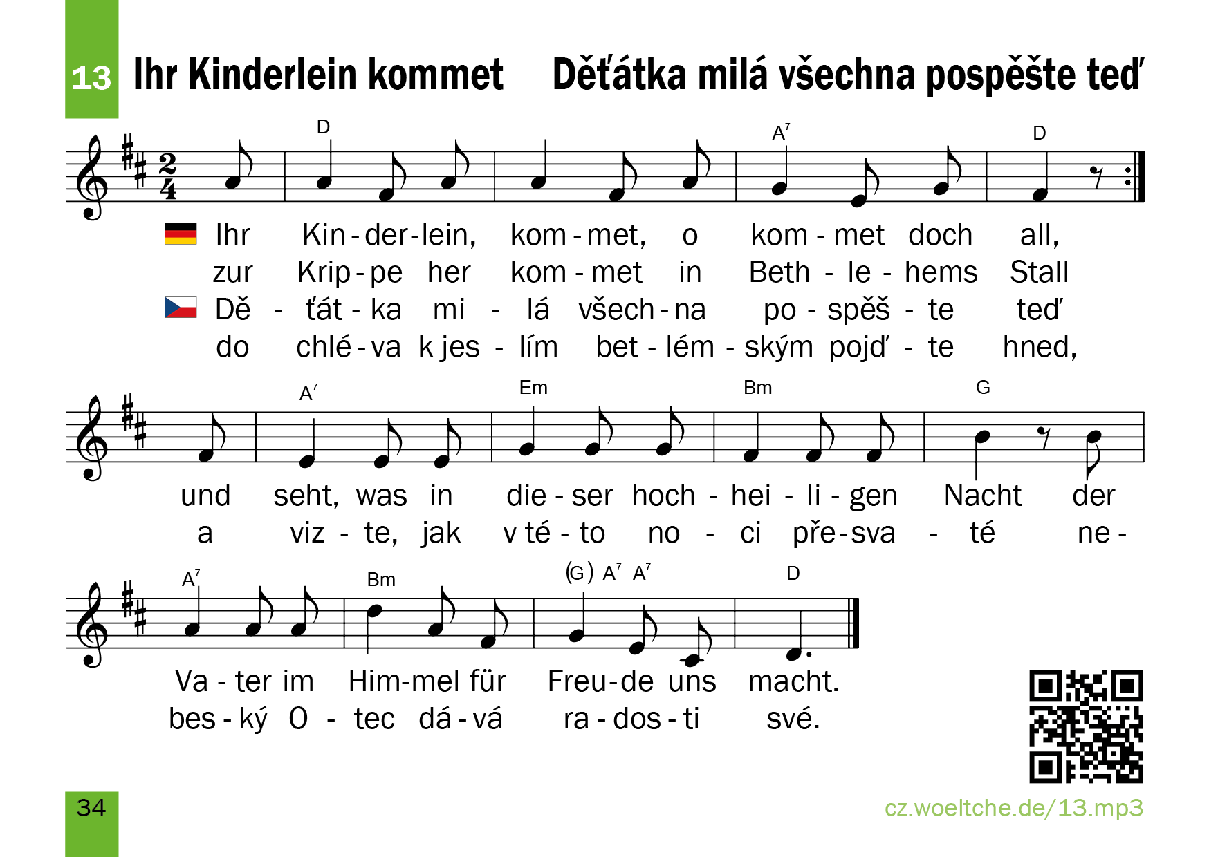 Ihr Kinderlein kommet – Děťátka milá – Weihnachtslieder – Vánoční písně